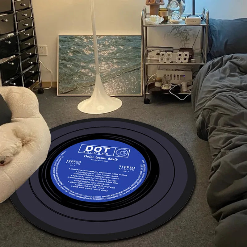 Alfombra VIKAMA para CD de música, alfombra redonda para silla de juegos, alfombrilla de suelo para habitación, sala de estar decorada, salón, alfombra antideslizante de gran superficie