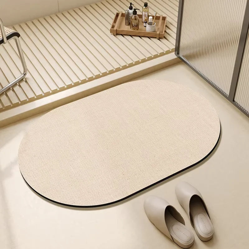 VIKAMA Alfombrilla de baño de tierra de diatomeas estilo simple para el hogar, alfombrilla absorbente para el baño, alfombrilla para los pies, alfombra de secado rápido y fácil de cuidar