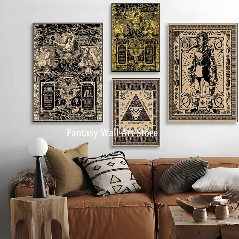 Póster vintage del juego Z-zelda, decoración de pared Leyenda de Zzelda, impresiones clásicas de videojuegos en lienzo, decoración de pared, decoración de sala de juegos