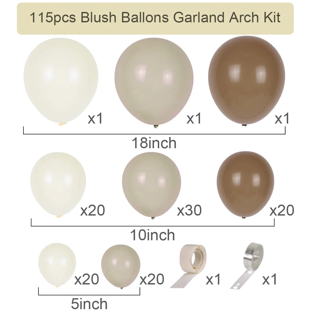 Kit Arche Guirlande de Ballons Blanc Sable Décoration de Fête Joyeux Anniversaire pour Enfants, Baby Shower, Mariage, Ballons en Latex