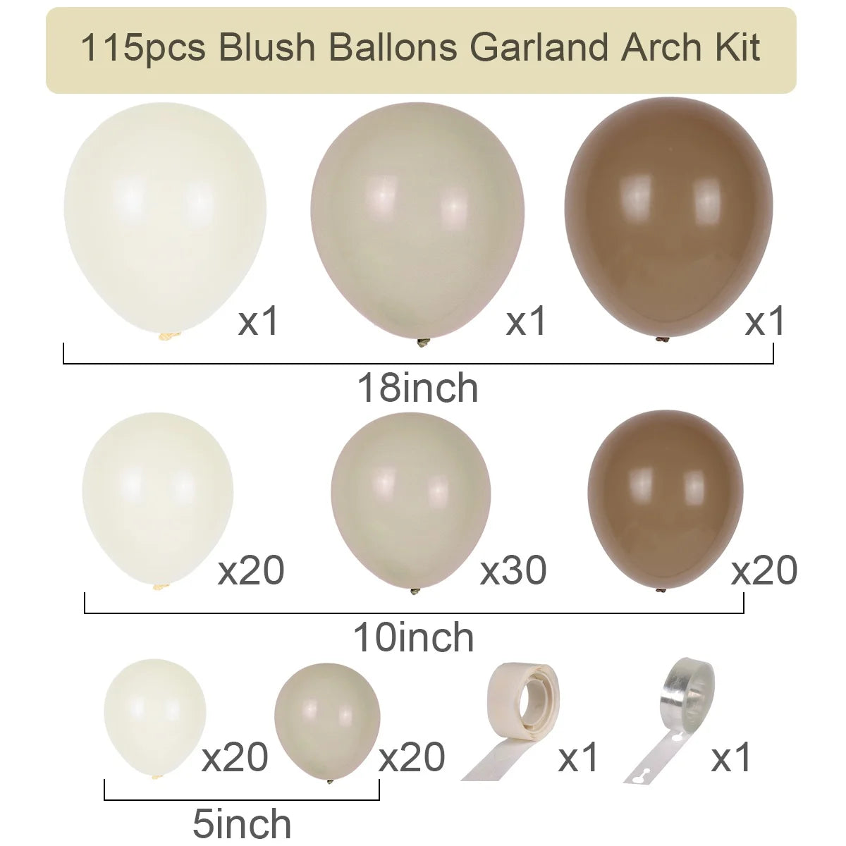 Kit Arche Guirlande de Ballons Blanc Sable Décoration de Fête Joyeux Anniversaire pour Enfants, Baby Shower, Mariage, Ballons en Latex