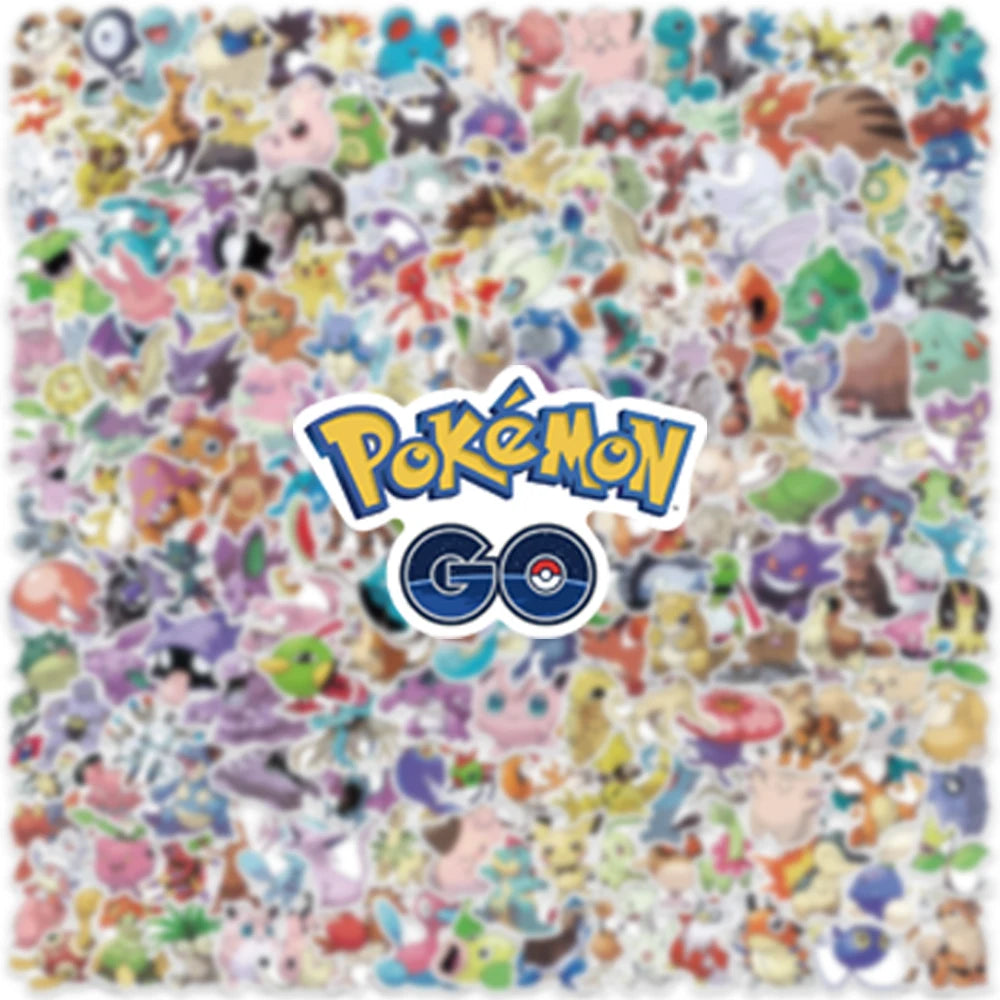 100/200/300 piezas de pegatinas de Pokémon Kawaii Pikachu calcomanías decorativas para ordenador portátil, monopatín, coche, equipaje, teléfono, juguete, pegatinas impermeables