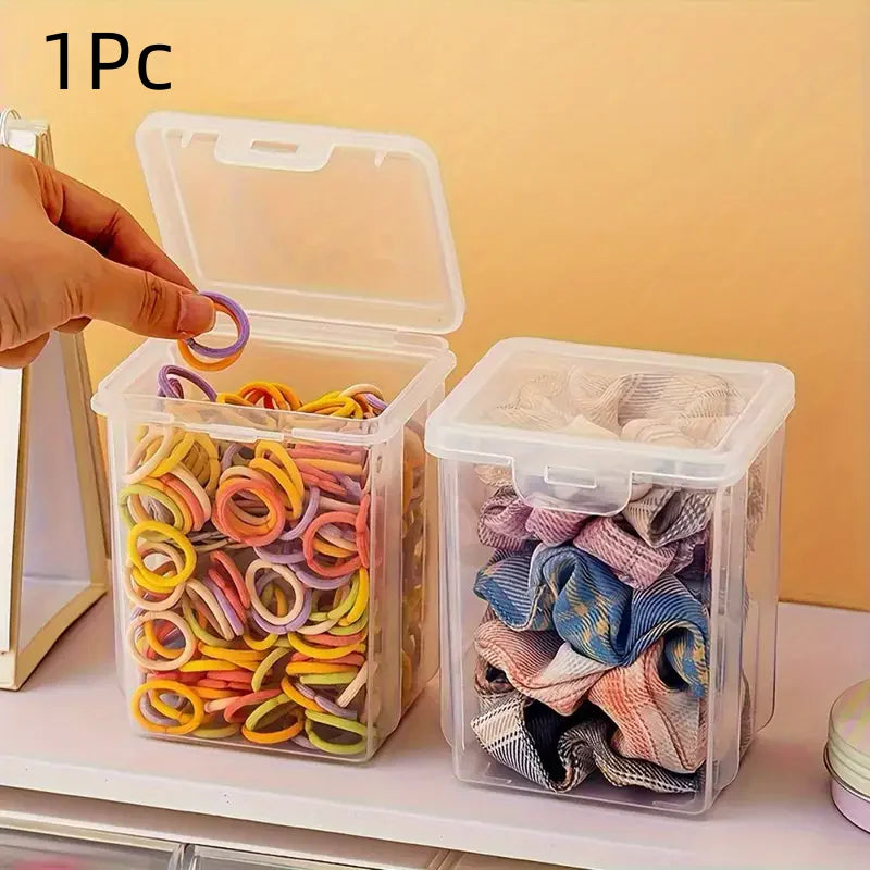 1 boîte de rangement empilable transparente pour accessoires de cheveux avec couvercle à clip – Antipoussière, étanche, organisateur en plastique pour bijoux