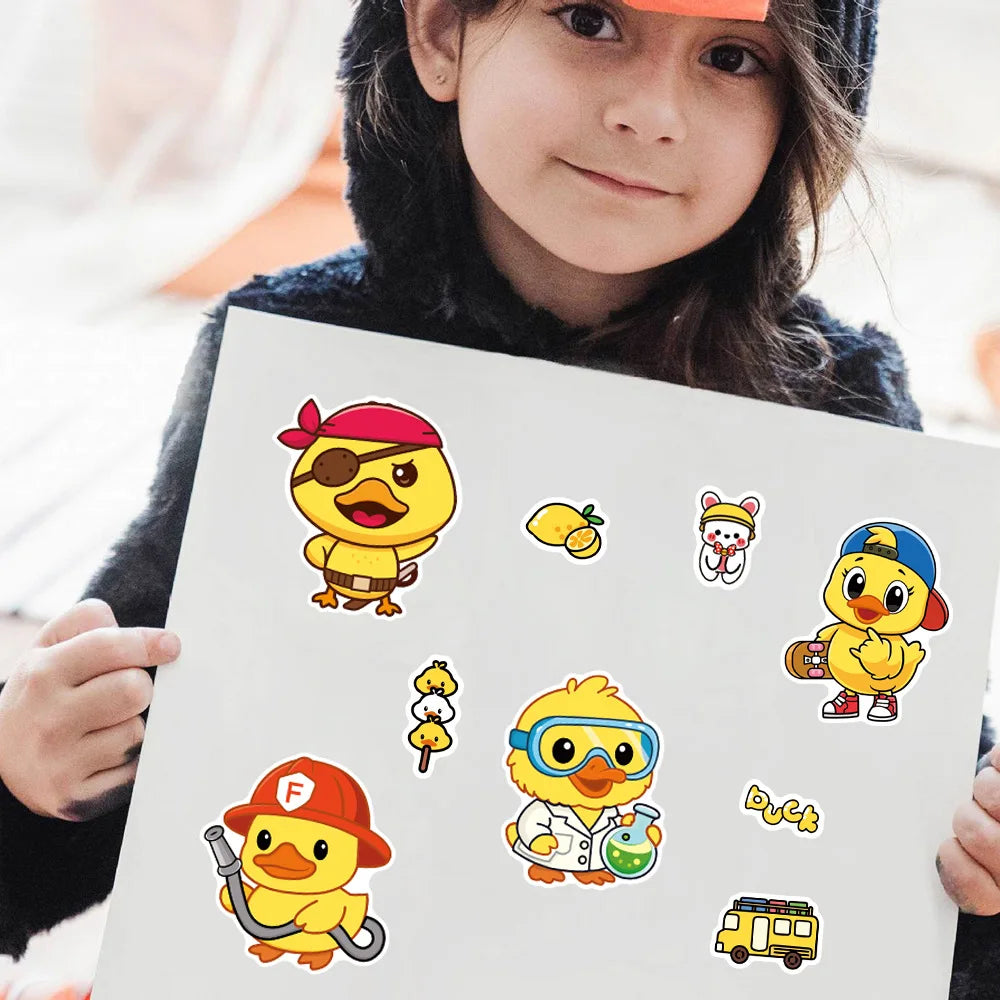 8/16/24 PIÈCES Autocollants de Puzzle Canard Jaune Dessin Animé Mignons Autocollants Change de Visage DIY Étanche Autocollants de Papeterie Dessin Animé