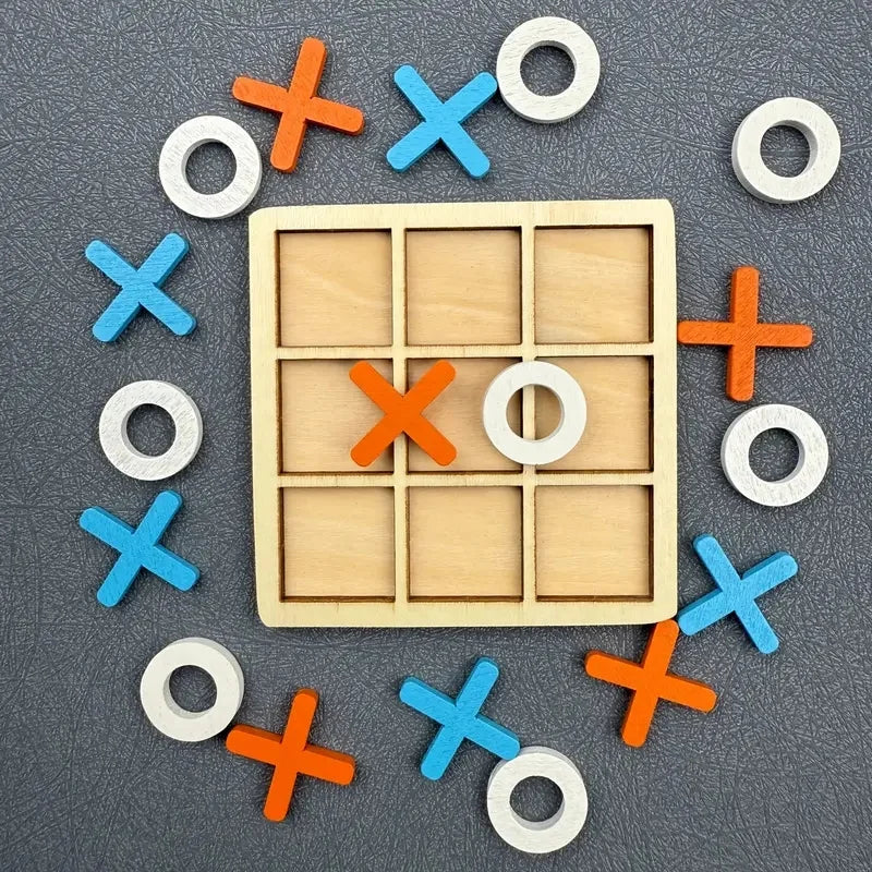 Jeu de puzzle en bois de Tic Tac Toe pour deux joueurs, jeu de société interactif de logique et de stratégie, cadeau d'anniversaire pour garçons et filles, pour fêtes de famille