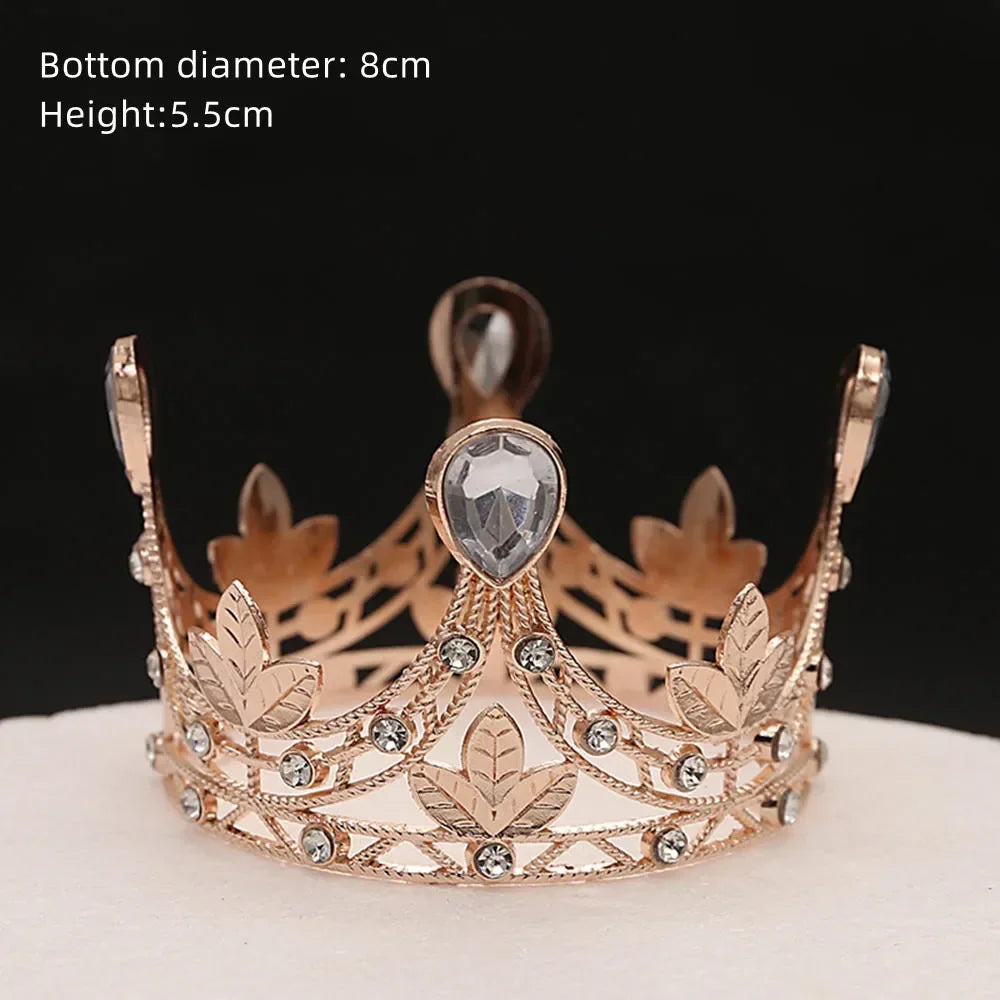 Nouveau Topper de Gâteau en Strass Couronne Chapeau Décoration Accessoires de Cheveux pour Enfants Princesse Fête de Mariage Anniversaire Fournitures