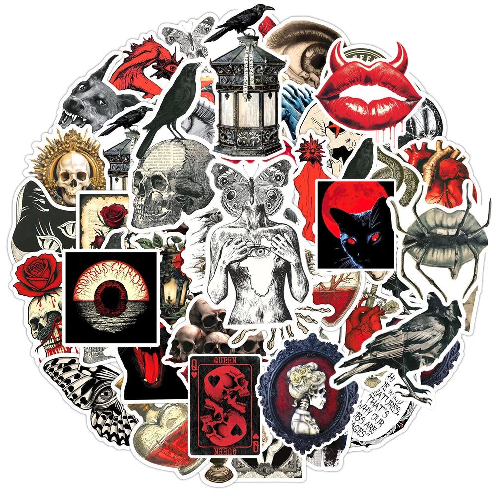 10/30/50pcs Cool Horror Poster Waterproof Stickers Laptop Skateboard Luggage Motorcycle Guitar Phone Fridge Car Sticker Decals