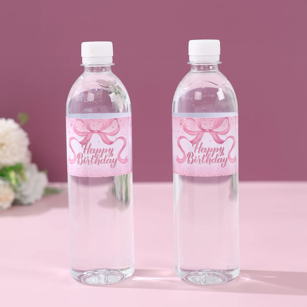 Pegatinas de botellas con lazo rosa, decoración de fiesta de 1er cumpleaños, para niñas, bodas, fiestas de cumpleaños, suministros, recuerdos, decoración de baby shower