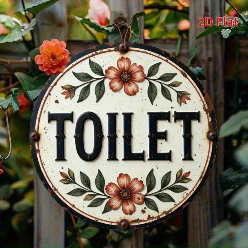 Letrero de inodoro vintage, decoración de baño retro imitación madera, humor, fácil instalación en el hogar