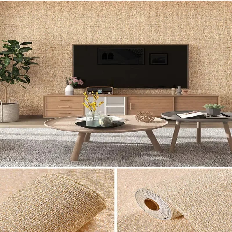 2.8/10m 3D Thicken self-adhesive wallpaper linen plain Diatom Mud wall stickers color decor renovation anti-collision Home Decor