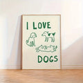 I Love Dogs Texto Y Ilustraciones Sencillas De Perros Cuadros Decorativos Lienzo Pintura Póster Para Sala De Estar Decoración Del Hogar