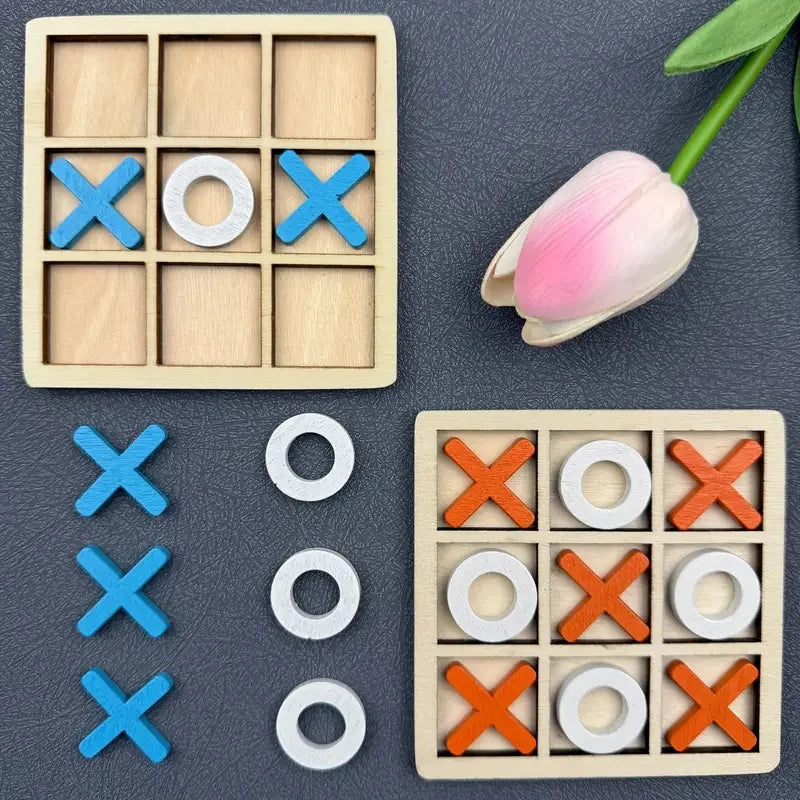 Jeu de puzzle en bois de Tic Tac Toe pour deux joueurs, jeu de société interactif de logique et de stratégie, cadeau d'anniversaire pour garçons et filles, pour fêtes de famille