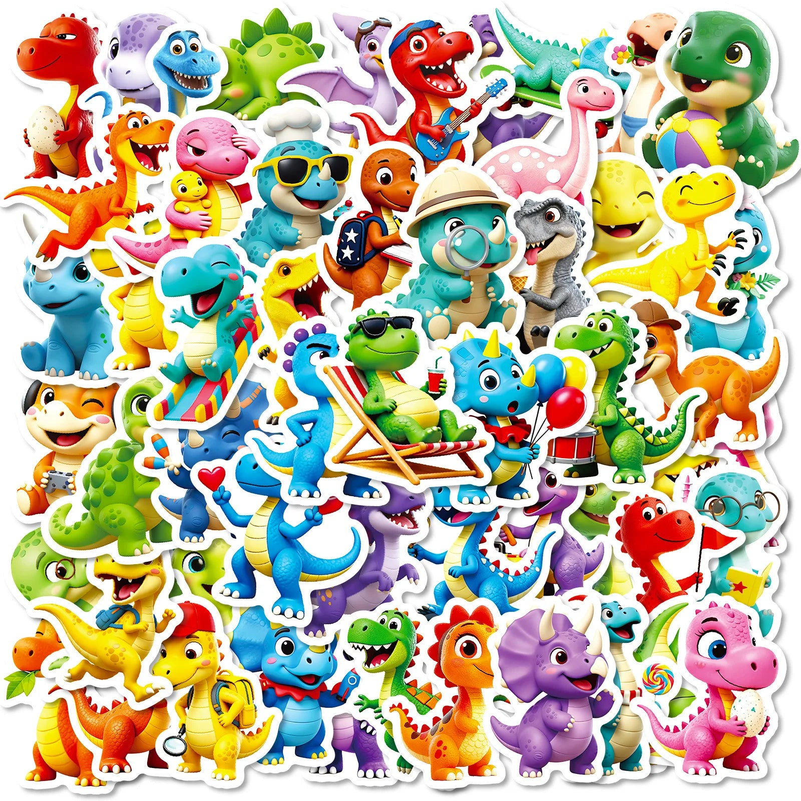 56/112PCS Pegatinas de Graffiti de Dinosaurios de Dibujos Animados en 3D Lindas Pegatinas de Recompensa para Cuadernos de Papelería de Decoración de Dinosaurios