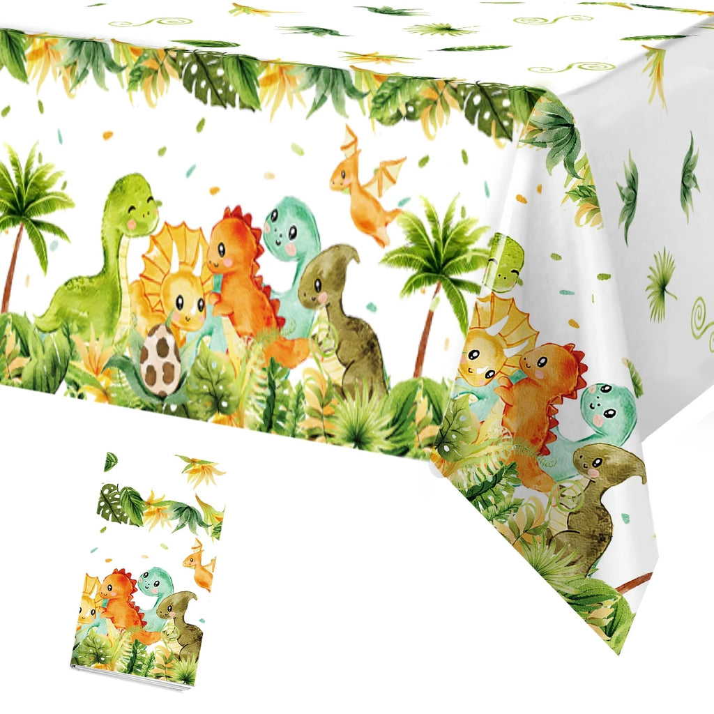 Mantel desechable de cumpleaños de dinosaurio, decoración de fiesta de cumpleaños para niños, baby shower, selva, dinosaurio, suministros para cubierta de mesa de fiesta