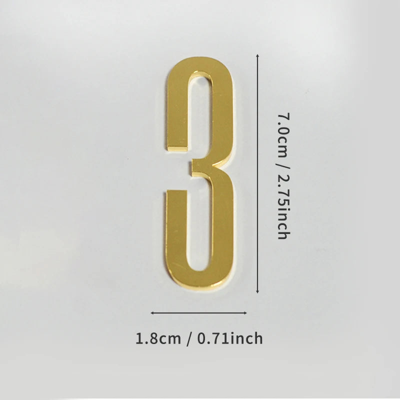 Golden Door Number with Magnets 7cm Metal House Number Apartment Door Number for Outdoor Hotel Home Mailbox Label