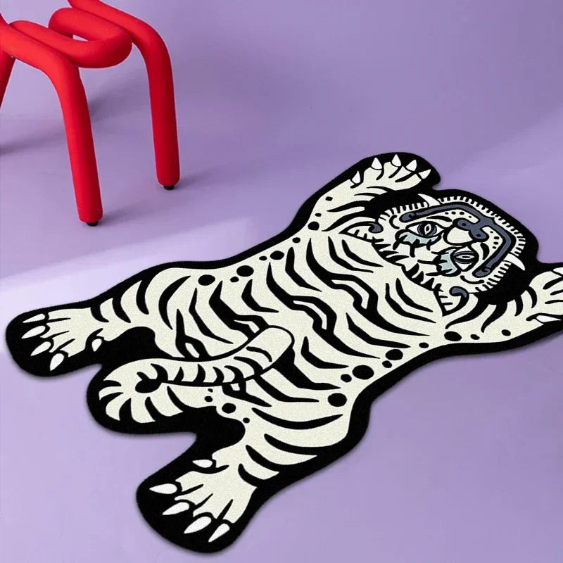 Alfombra con forma de tigre de dibujos animados VIKAMA para sala de estar, dormitorio infantil, alfombras de cabecera, decoración del hogar, alfombrillas antideslizantes para cocina y balcón.