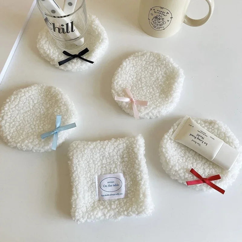 Lattice Series Multi-color Square Korean Cotton Coasters Fresh Table Cloth Heat Insulation Mat Coffee Cup Placemat Table Decor