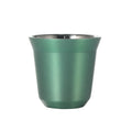 Nouvelle tasse à café capsule à double paroi en acier inoxydable, fond plat, simple et estival, couleur unie de haute qualité.