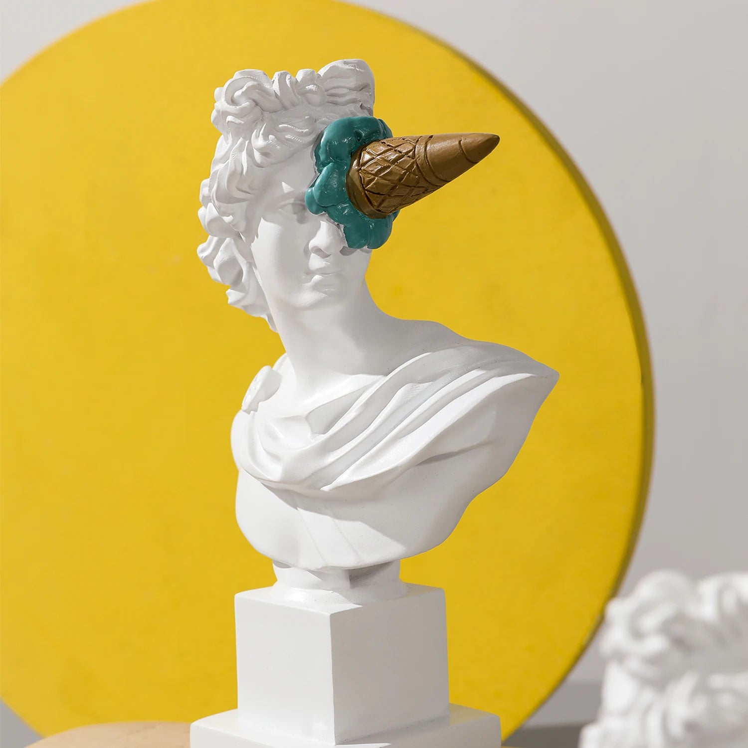 Apollo Sculpture Home Desktop Decor Portrait Resin Bust Creative Ice Cream Apollo Greek Statue For Living Room, Table Decorative