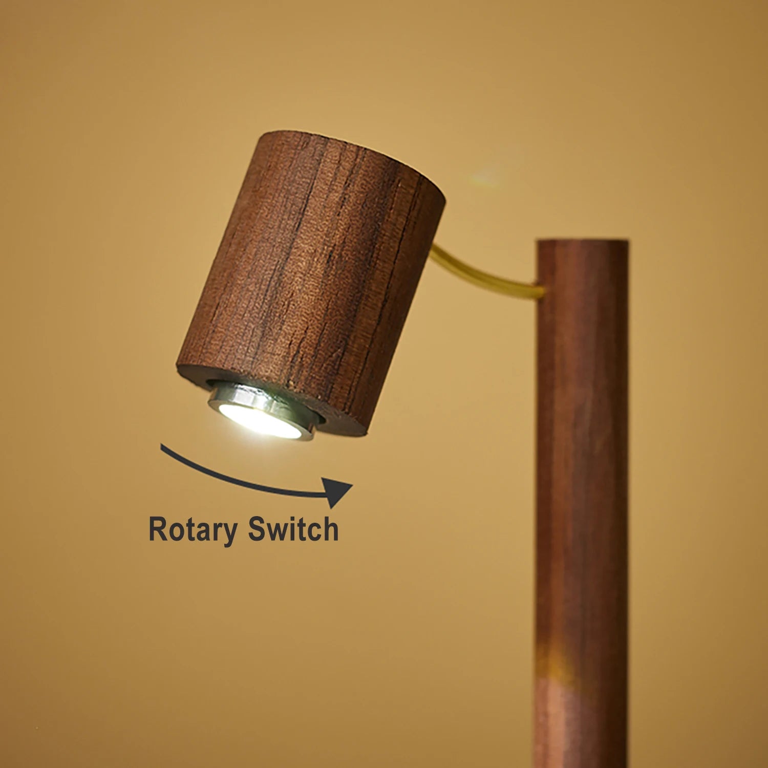 Lámpara de Mesa de Madera Retro Luz Nocturna con Interruptor Giratorio Lámpara de Noche LED de Protección Ocular Luces Decorativas de Escritorio