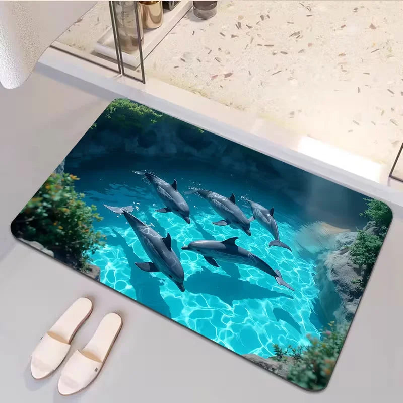 Felpudo de baño antideslizante Sharks Glacier, alfombra de suelo de microfibra absorbente lavable a máquina para dormitorio, sala de estar, entrada