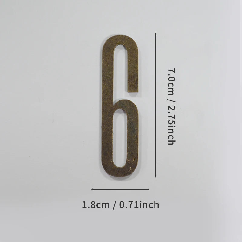 Bronze Door Number with Backing Adhesive 7cm Metal House Number Apartment Door Number for Outdoor Hotel Home Mailbox Label