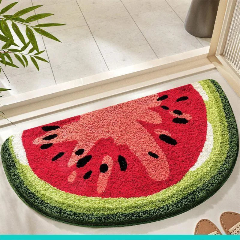 Alfombra de Imitación de Cachemira con Diseño de Frutas Frescas VIKAMA, Cálida, Lavable a Máquina, para Baño, Puerta, Porche, Decoración del Hogar