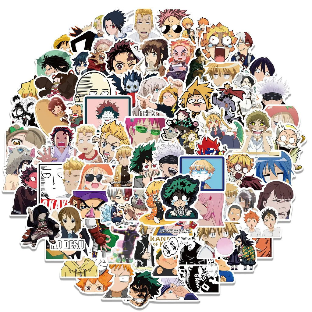 300 pegatinas de anime variadas para niños de One Piece, Jujutsu Kaisen, Dragon Ball, pegatinas de bricolaje para coche, pared, calcomanías geniales de dibujos animados, juguete impermeable