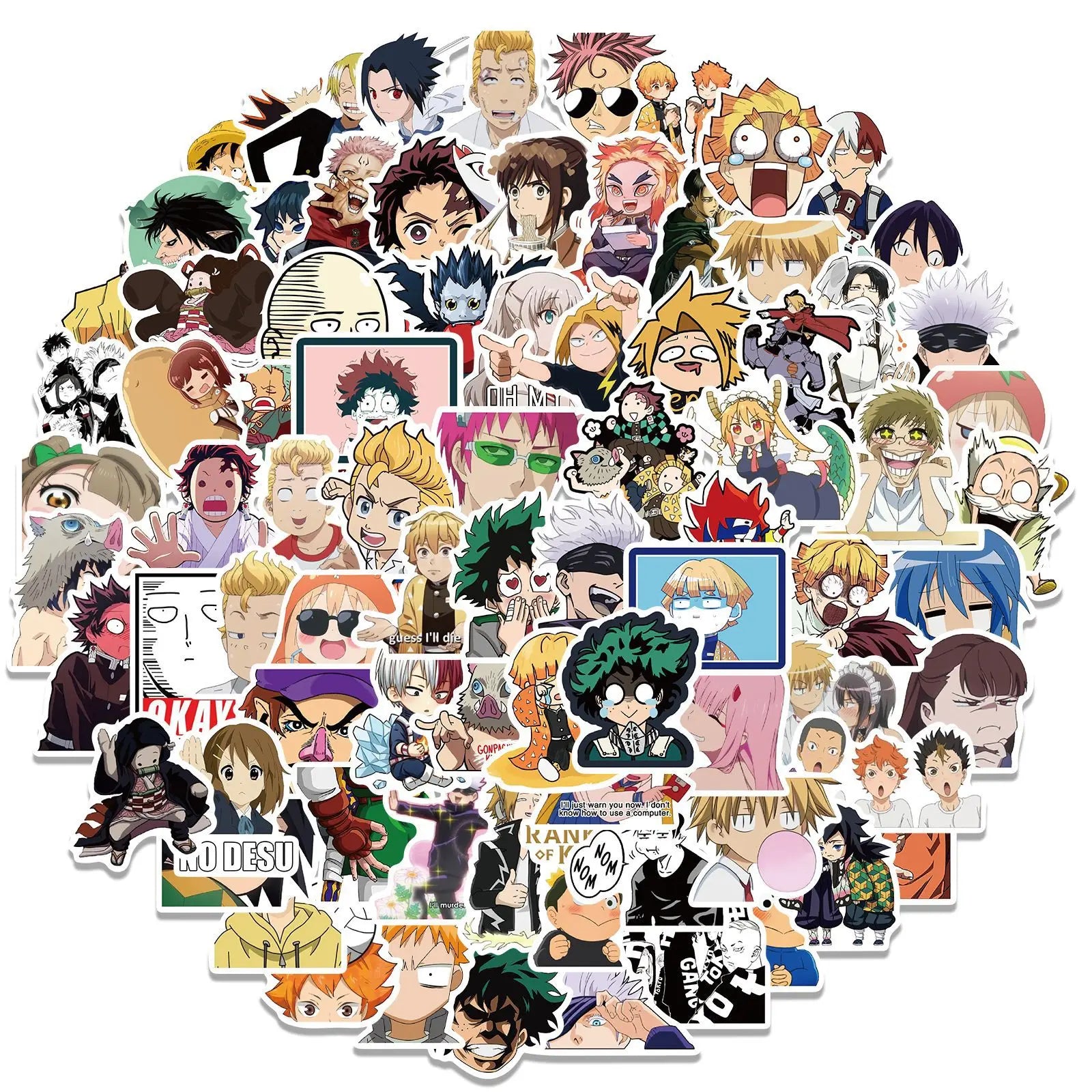 300 pegatinas de anime variadas para niños de One Piece, Jujutsu Kaisen, Dragon Ball, pegatinas de bricolaje para coche, pared, calcomanías geniales de dibujos animados, juguete impermeable