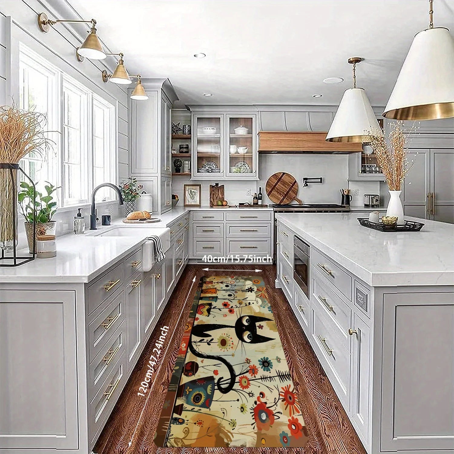 Alfombra Larga De Cocina Con Patrón De Gato Negro VIKAMA Alfombrilla Impermeable Para Baño Alfombra Para Dormitorio Alfombra Para Sala De Estar Decoración Del Hogar