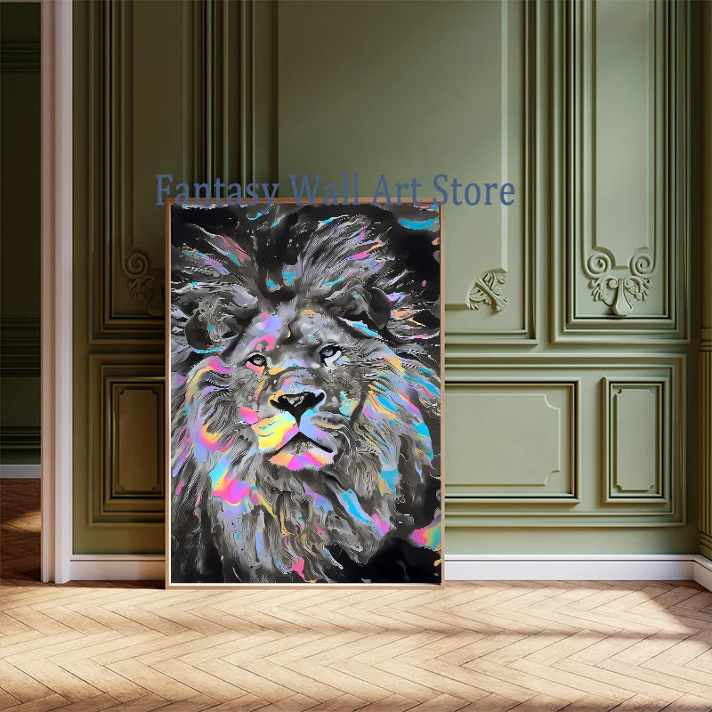 Póster de pintura al óleo de animales abstractos de vapor, pintura al óleo abstracta vintage, decoración artística de animales, impresiones en lienzo estéticas para el hogar y la habitación
