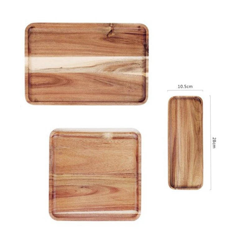 Bandeja de Madera Natural, Bandeja de Café, Plato Rectangular, Bandeja para Fruta, Aperitivos, Almacenamiento de Alimentos, Bandeja de Servicio para Hotel o Casa, Suministros Decorativos