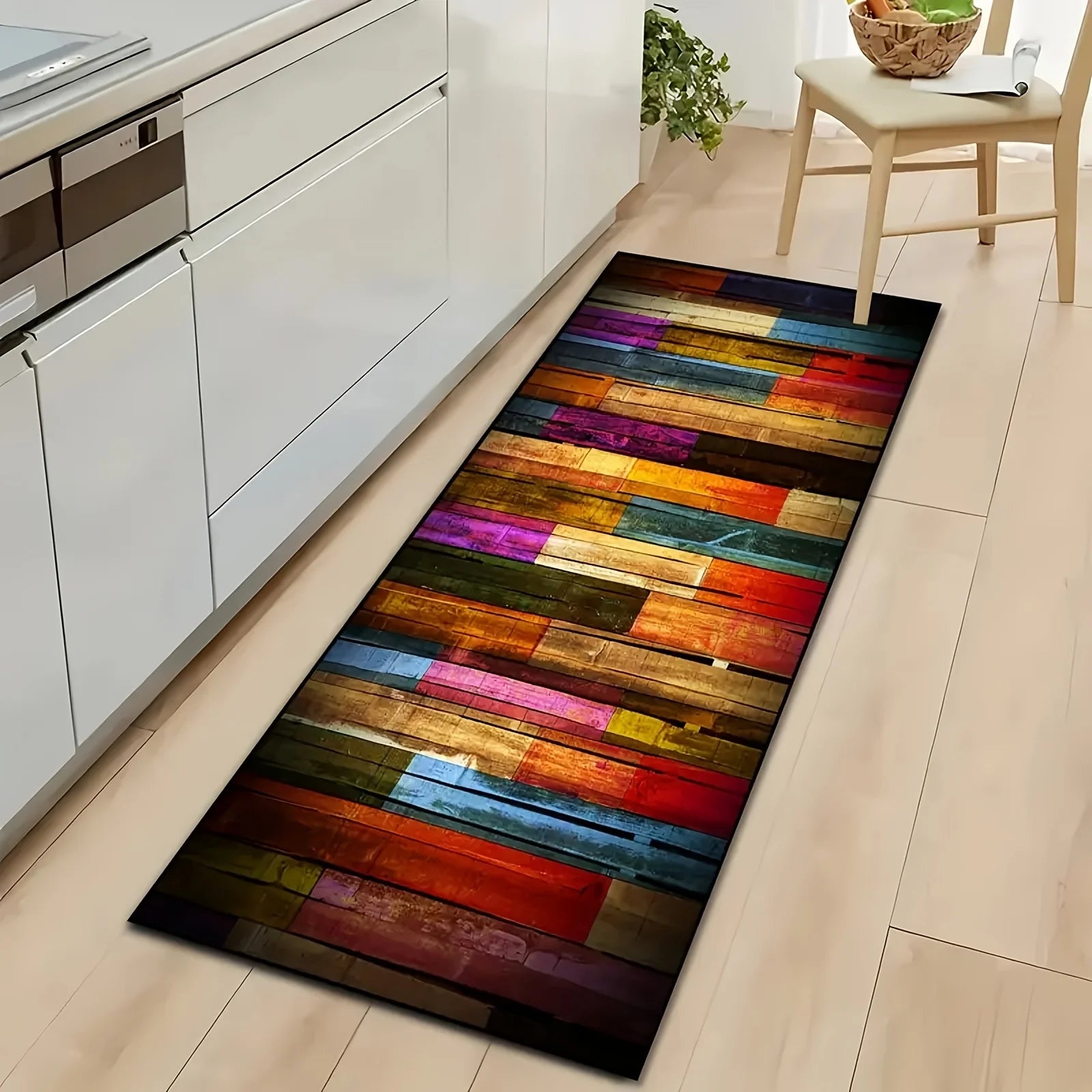 VIKAMA Tapis Couleurs Riches Tapis Arc-en-ciel Tapis Long Couloir Tapis de Cuisine Tapis de Salon Chambre Tapis de Chevet Couverture Doma