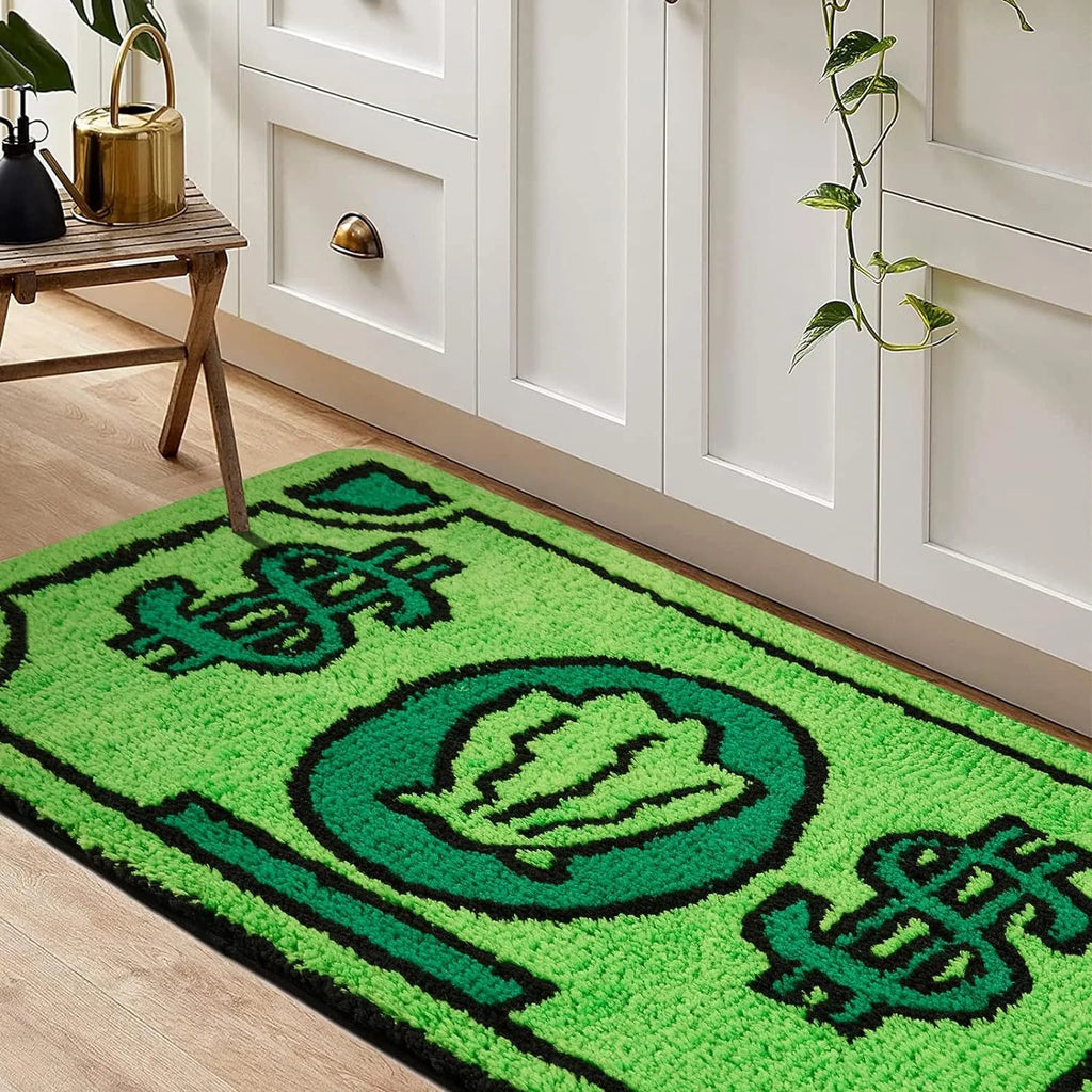 Alfombrilla de baño VIKAMA de imitación cachemir con diseño de dólar, antideslizante, plegable, para dormitorio, decoración del hogar