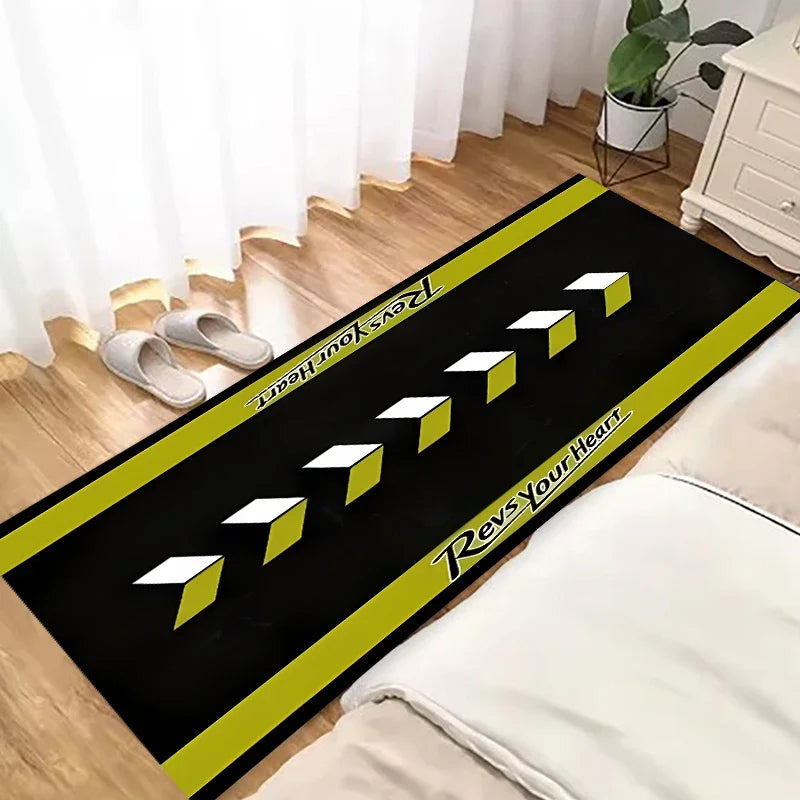Alfombra larga de coche de carreras VIKAMA, antideslizante, reducción de ruido, decoración del hogar, alfombrilla de exhibición de motocicleta, alfombrilla de suelo de garaje, alfombra de noche