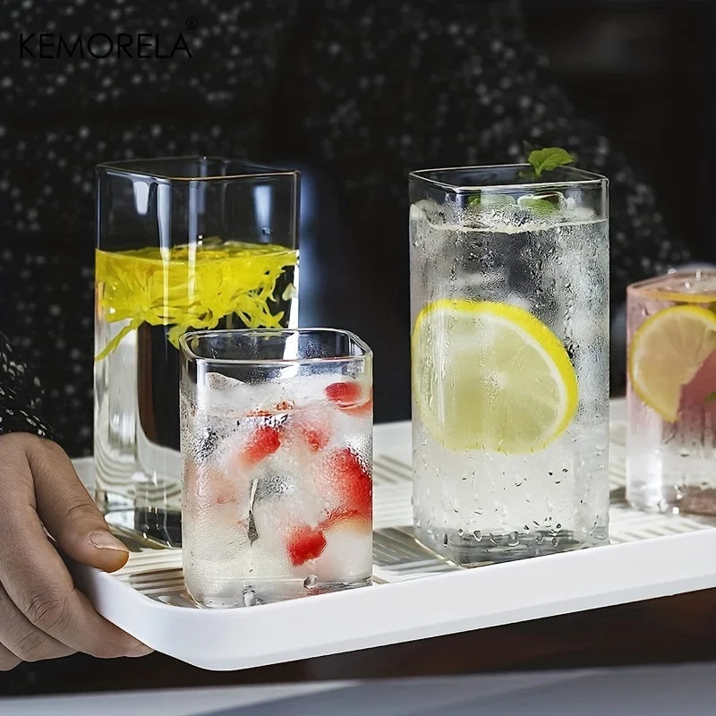 Lot de 4 verres à boire de 440 ml/550 ml, verres à highball fins, grands verres transparents pour eau, jus, bière, boissons et cocktails.