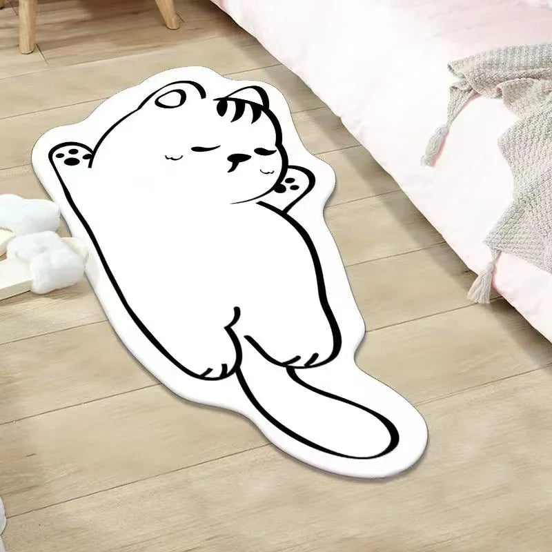 Alfombra de dibujos animados de imitación de cachemira, sencilla, para sala de estar, dormitorio, mesita de noche, alfombra cálida, antideslizante, lavable, de secado rápido