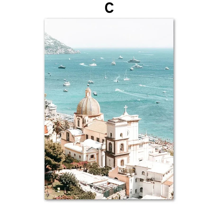 Planche de Surf Mouette Parasol Mer Bleue Tableau Mural sur Toile Affiches et Impressions Nordiques Photos Murales Pour Salon Décoration