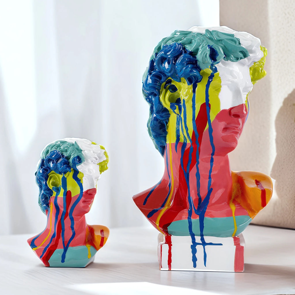 Decoración Hogar Europea Cabeza de David Resina Estatuas Estatuas Decoración Hogar Arte Abstracto Moderno Escultura Busto Práctica de Bocetos de Arte