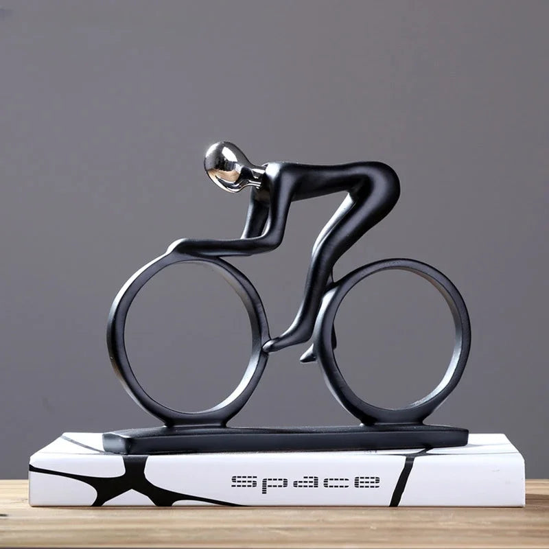 Décoration d'intérieur moderne abstraite en résine, statue de cycliste, figurine de coureur de vélo, décoration de bureau et de salon