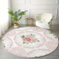 VIKAMA Alfombra Redonda Rosa para Dormitorio junto a la Cama, Alfombra Floral de Princesa para Habitación de Invitados, Cojín de Lujo para el Hogar, Decoración del Hogar