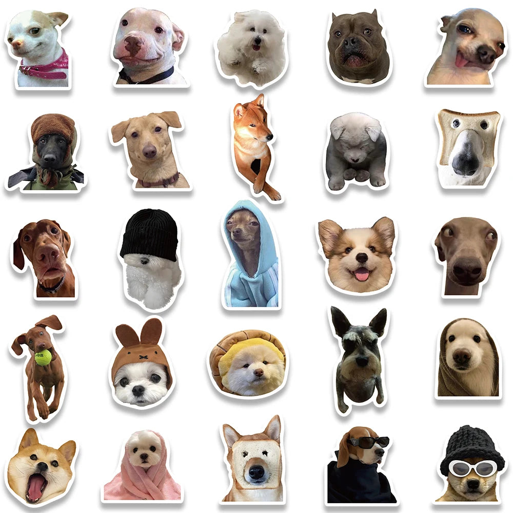 10/30/50/100 autocollants amusants et mignons pour chien et chat, autocollants de dessin animé Kawaii pour skateboard, ordinateur portable, bagages, téléphone, voiture, jouet