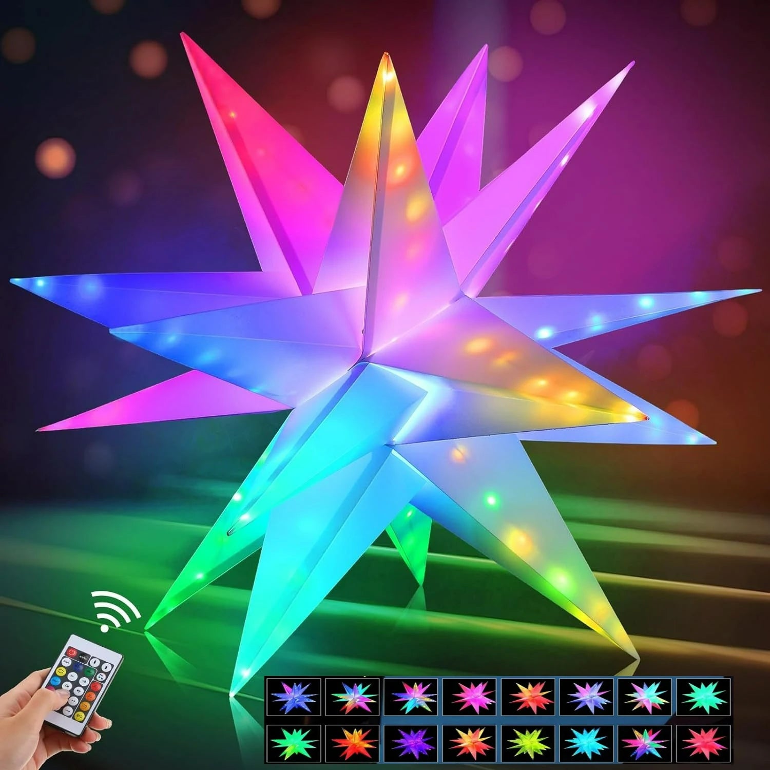 Luz de estrella RGB LED inteligente, control por aplicación Bluetooth, luces nocturnas, lámpara de punto de color mágico para regalo, fiesta, patio, árbol, camping, decoración del hogar