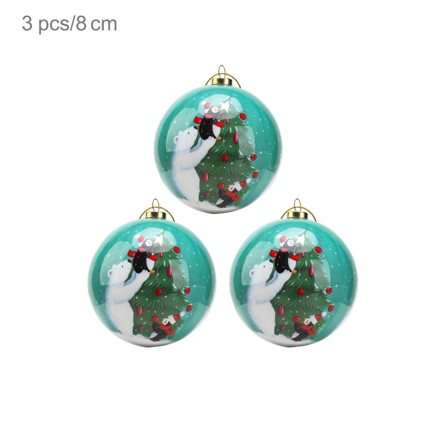 3pcs 8cm Christmas Balls Original Gifts Christmas Decoration 2024 Christmas Tree Decorations Gift Decoration Pendants Baubles