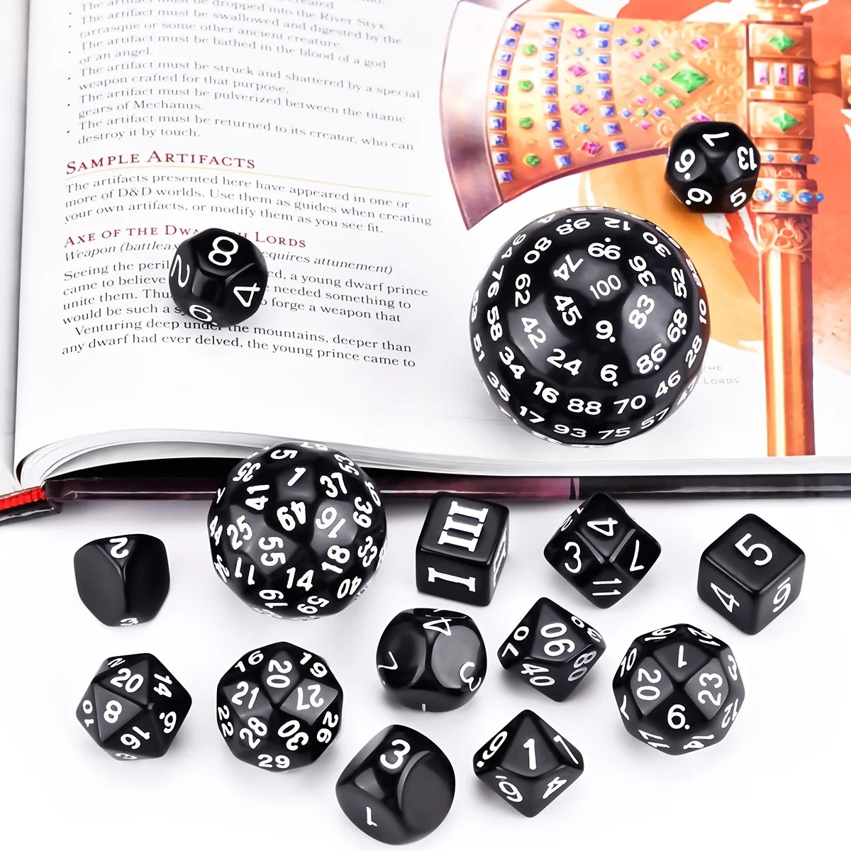 15 Dados poliédricos para juegos de mesa DND RPG Dungeons and Dragons D3 D4 D5 D6 D7 D8 D10 D% D12 D16 D20 D24 D30 D60 D100