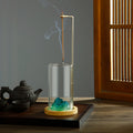 Glass Mountain Incense Holder for Sticks Incense Sticks Holder with Cord Lock Anti-Ash Flying Incense Burner with Ash Catcher