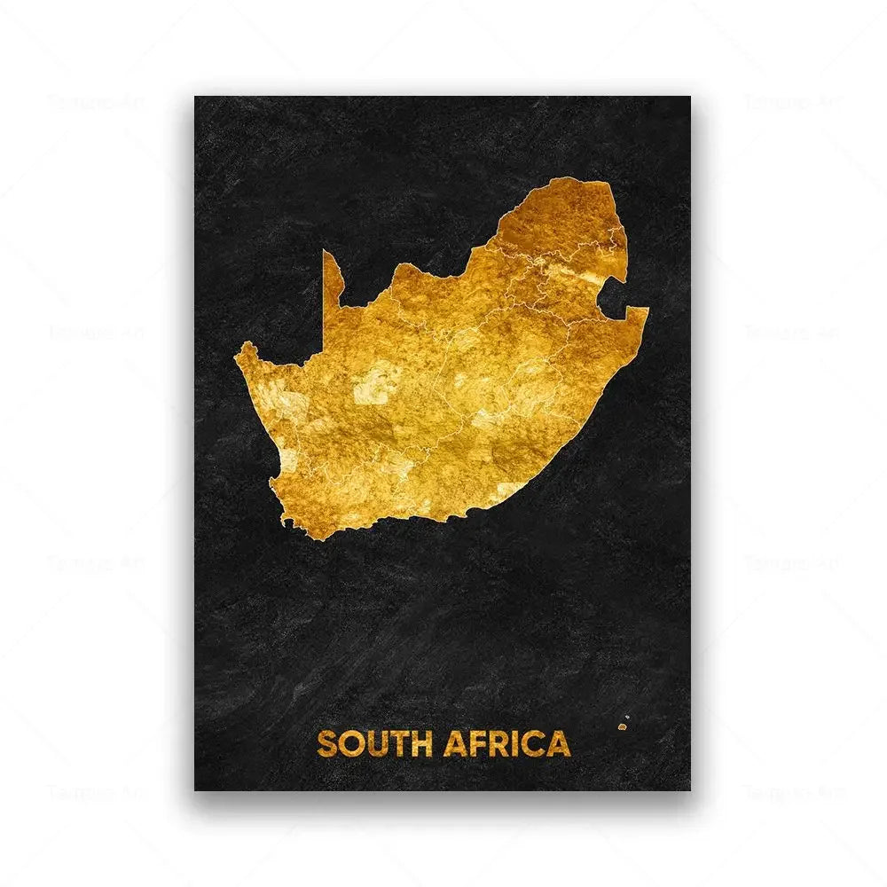 Classic Abstract Wall Art Black Gold Lebanon Country Map HD Canvas Print Poster Home Living Room Bedroom Decoration