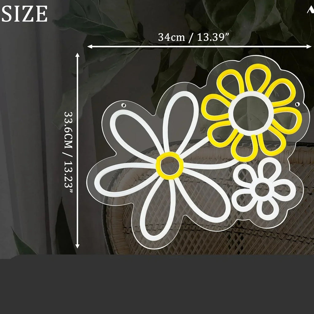 Letrero de neón de flores LED para decoración de pared para dormitorio, club, fiesta, Día de San Valentín, regalos de cumpleaños para niña, funciona con USB