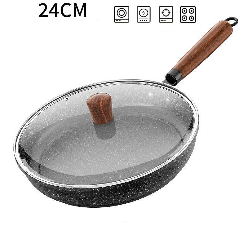 Sartén de 30 cm, wok, sartén antiadherente con tapa, utensilios de cocina para el hogar, olla universal para filetes y tortitas, apta para cocinas de inducción y gas