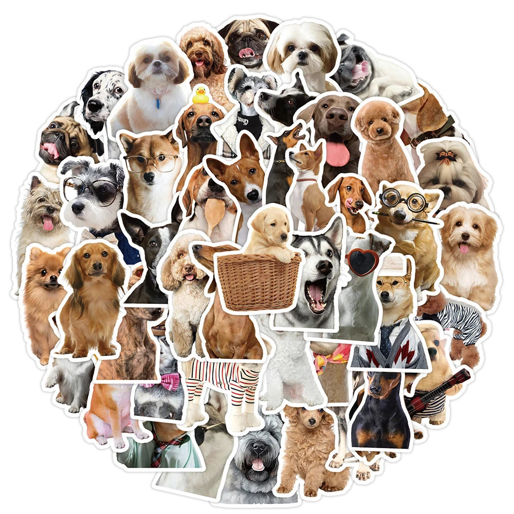 10/30/50 Pièces Autocollants Drôles Mignons pour Animaux de Compagnie, Stickers Graffiti Chien, Dessin Animé, pour Ordinateur Portable, Cahier, Valise, Téléphone, Agenda, Papeterie, Jouet pour Enfants